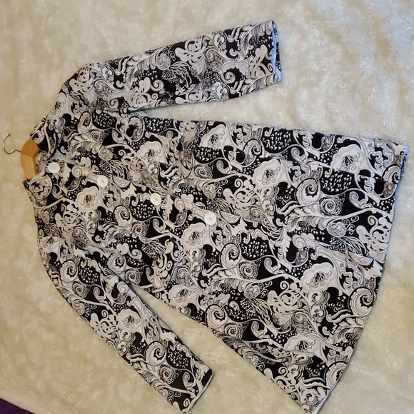 Deane & white- Small- black and white paisley patterned trench coat - Picture 12 of 14